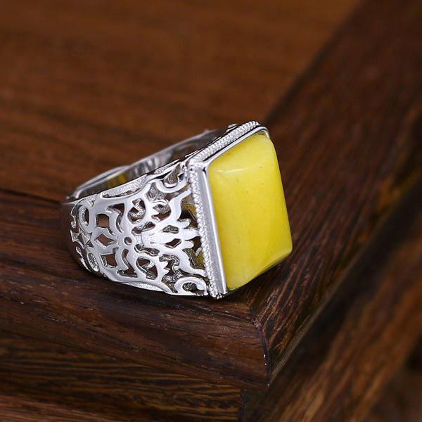Art Deco 13x16mm Princess Cabochon Semi Mount 925 Sterling Silver Men Ring Antique Vintage