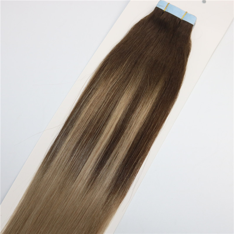 #4 #18Skin Weft Tape In Human Hair Extensions PU Tape Hair 40pcs 100gram Balayage Ombre Hair Color Ash Blonde Highlights