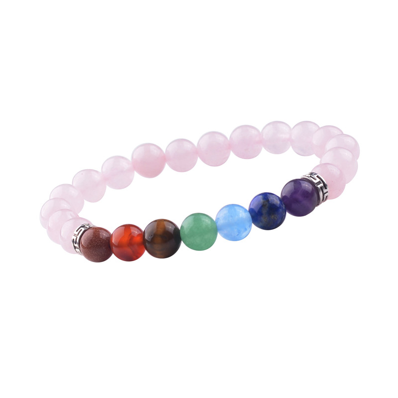 Multicolor 7 Chakra Stone Amethyst Beads buddha Bracelets Wristband Bangles bijoux armbanden voor vrouwen Women Men Jewelry