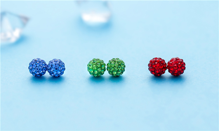 Fashion Korean beads Stud Earrings 7 colors Ladies crystal Rhinestones ball Earrings For women Luxury Jewelry in Bulk