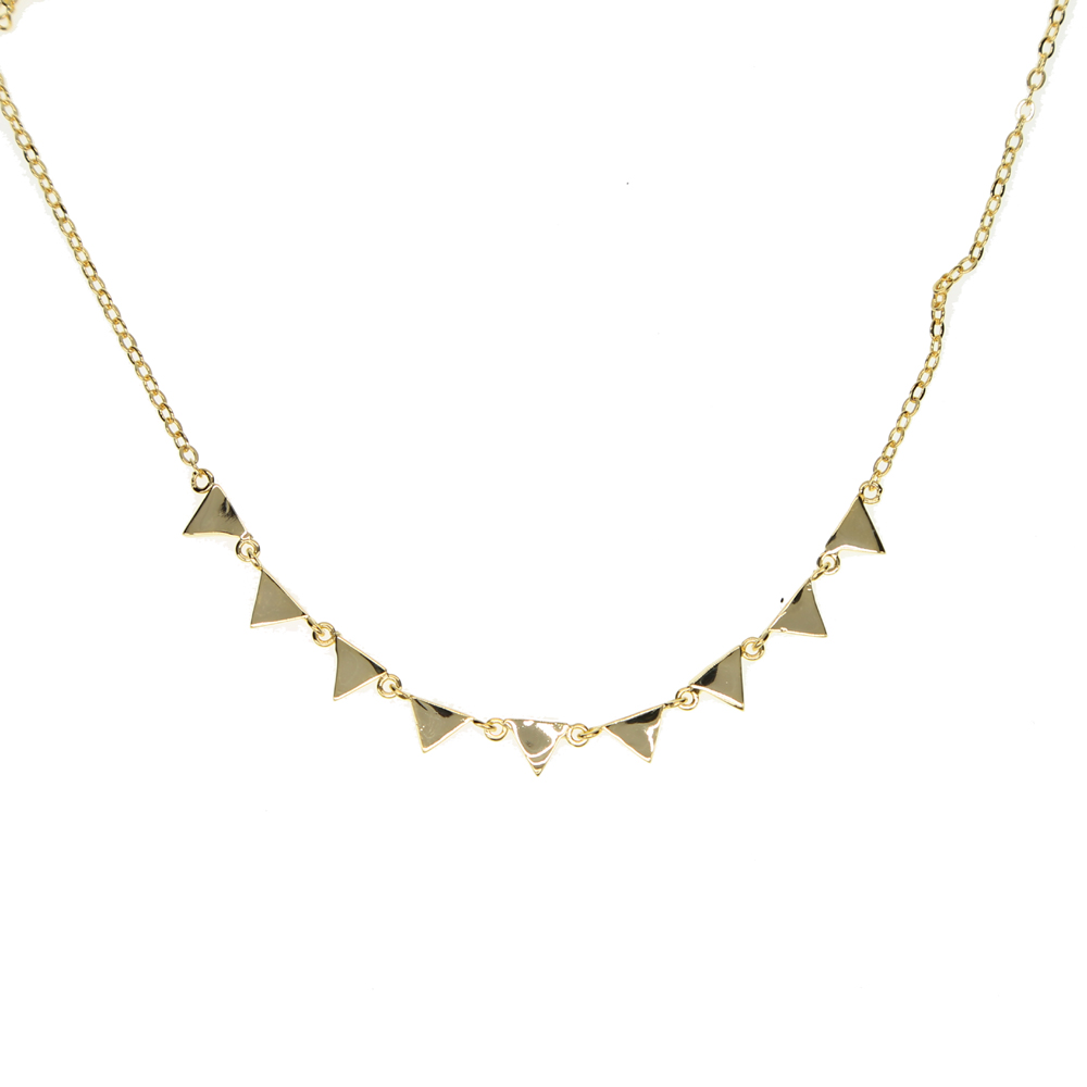 wholesale gold plated jewelry triangle charm 415cm simple delicate chain women geometric fashion necklace