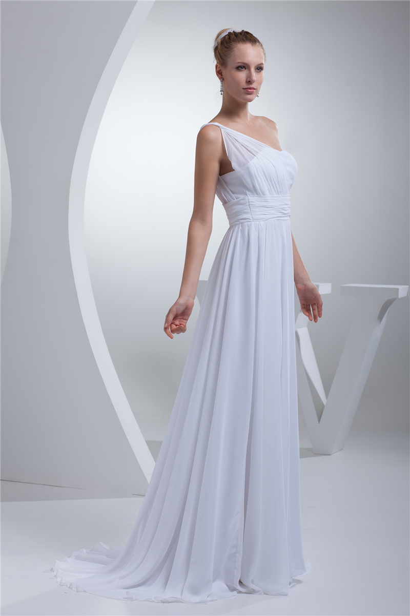 newest elegant real photo one shoulder chiffon wedding dresses aline bow plus size wedding party bridal gowns bm39