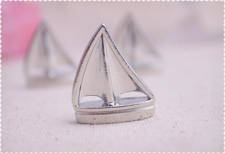 Silver Sailboat Place Card Holders with matching card For Beach Wedding and Party decorations