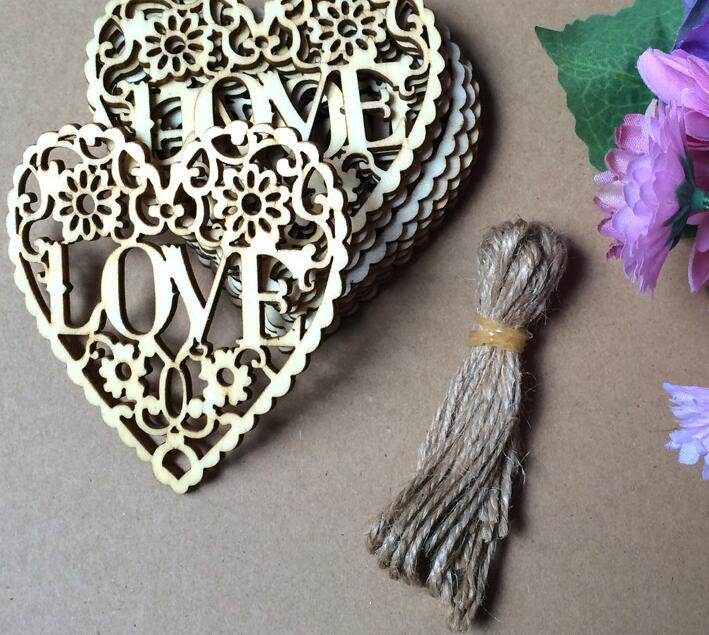 DIY accessories Wood perforated Love by heart The original wood coloured drawing or pattern free shipping WT063