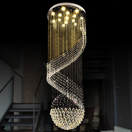 Modern Chandeliers LED Crystal Chandelier Light Fixture Long Spiral Hotel Villa Home Indoor Lighting Living Room Lobby Parlor Hanging Lamps
