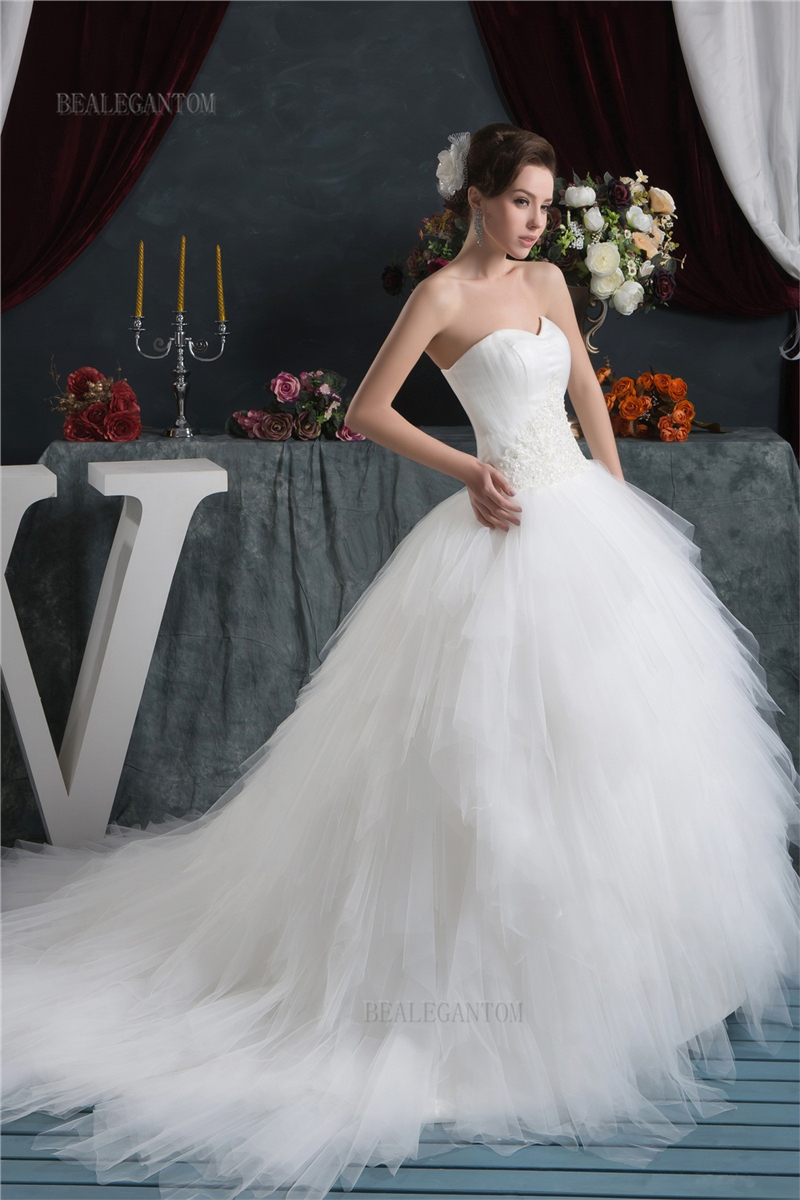 newest elegant sweetheart organza wedding dresses ball gown appliques beaded plus size wedding party bridal gowns bm51