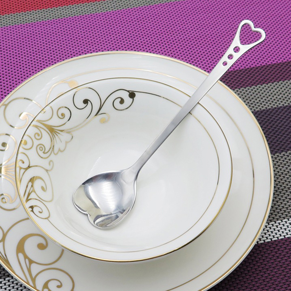 Wholesale- 1 PCS Heart Coffee Spoon Dessert Sugar Stirring Ice Cream Honey Kitchen Coffeeshop FlatwareSpoons Spoons