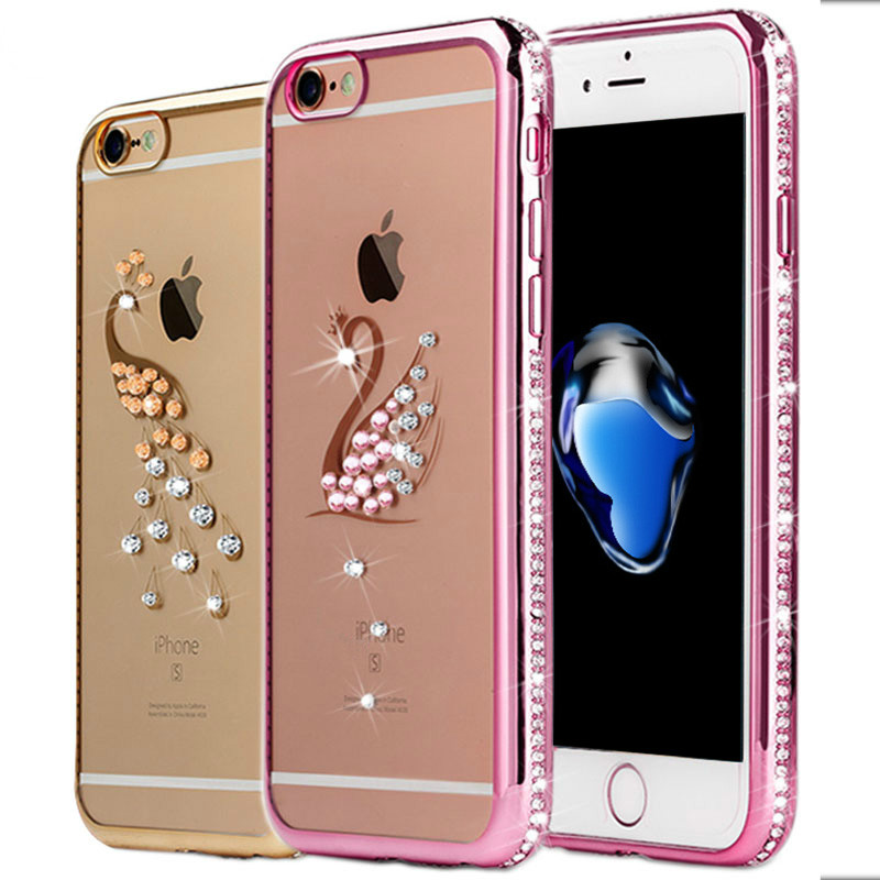 Rhinestone Case For iPhone 7 / 7 Plus Silicone Glitter Diamond Transparent Cover For iPhone 7 Plus Phone Bag Cases Coque Luxury