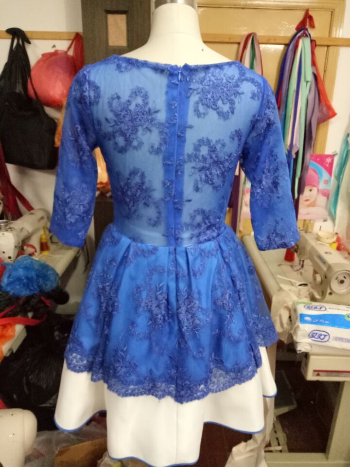 2019 Short Cocktail Dresses Popular Royal Blue Lace Women Evening Dresses Party Prom and Homecoming Dresses