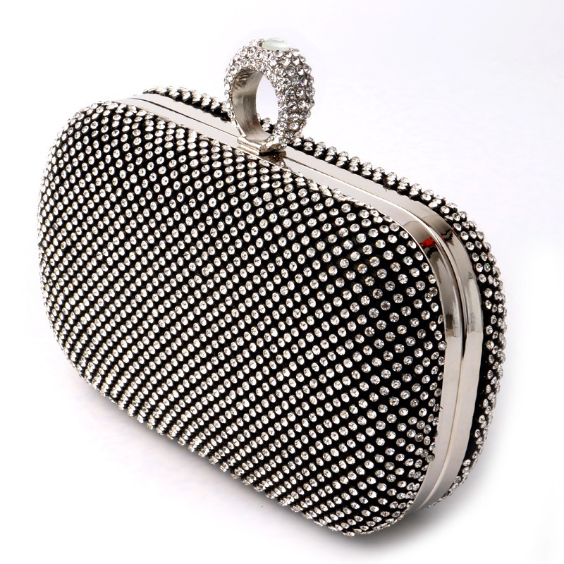 Top quality NEW Rhinestones women clutch bags diamonds finger ring evening bags crystal wedding bridal handbags purse bags holder