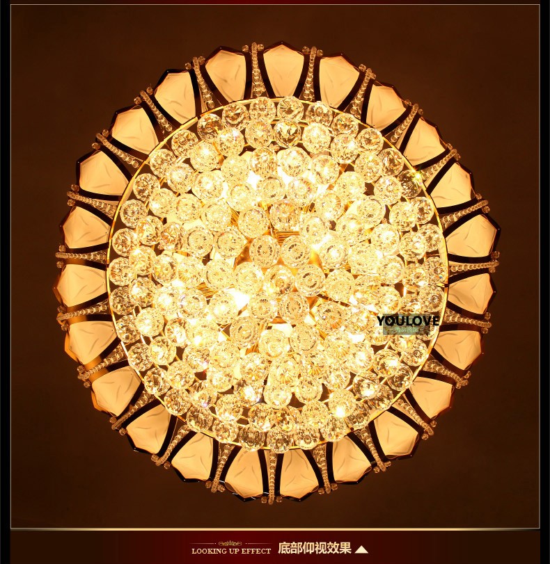 LED Crystal Chandeliers Lights Fixture American Modern Golden Lotus Flower Chandelier Gold Crystal Pendant Lamps Home Indoor Hotel Clubs Lighting