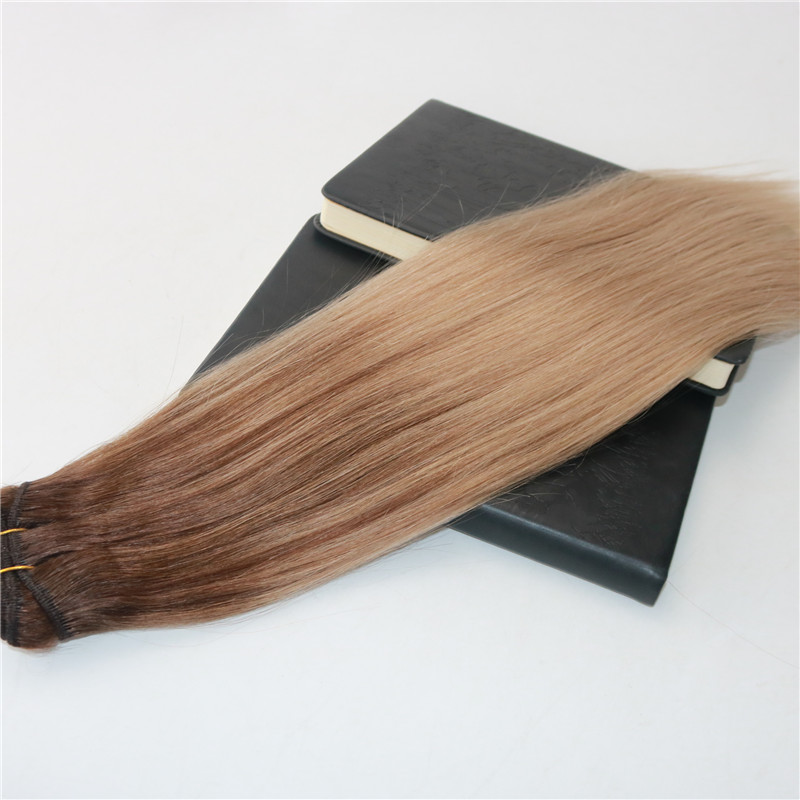 Factory wholesale Omber Hair Extensions Color #4 Fading to 18 Highlights Remy Human Hair Weft Slik Straight Weave Extensions 100g