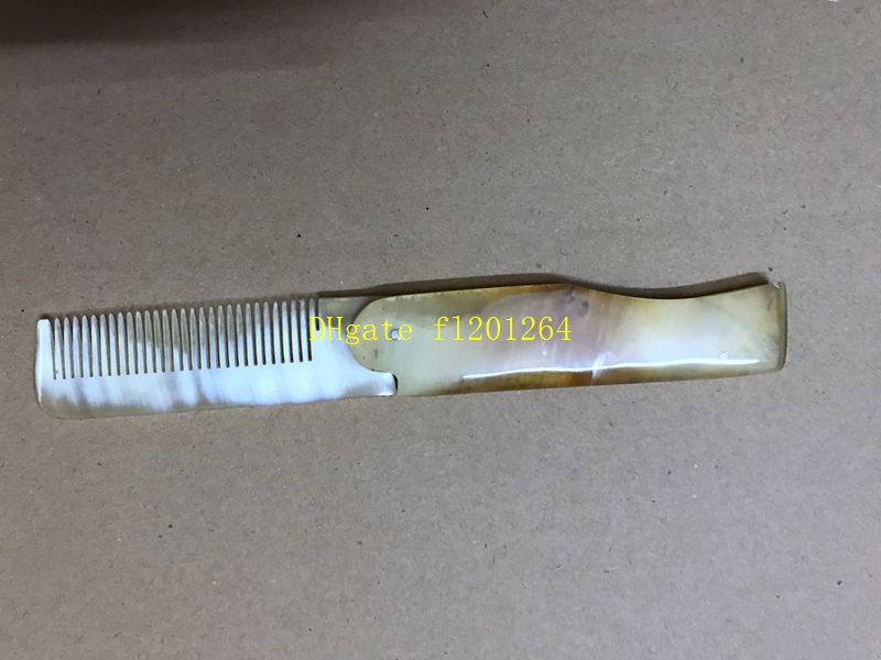 50pcs/lot Fast shipping Foldable Horn comb Portable Folding Comb Anti-Static Hairbrush Handmade Natural Ox Horn Combs