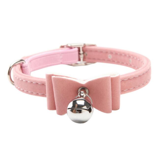 Safety Elastic Pet Cat Collar Velvet Bow Tie Kitten Dog Collars Neck Chain With Bells Pets Supplies G483