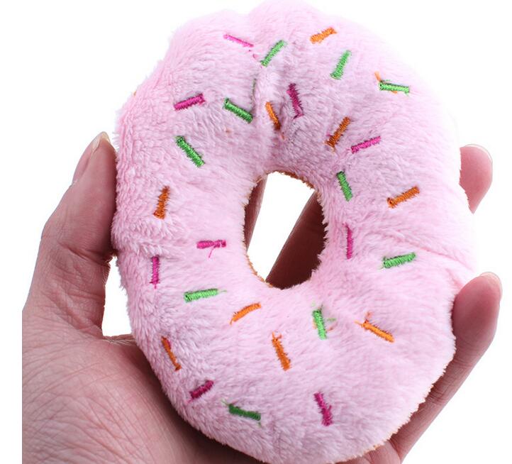 Sightly Lovely Pet Dog Puppy Cat Squeaker Quack Sound Toy Chew Donut Play Toys