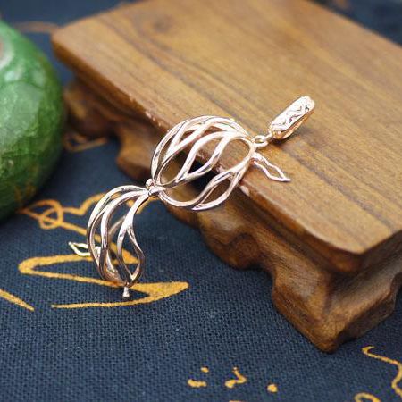 925 Sterling Silver Plated White Gold Rose Gold Pendant Round Bead or Pearl Semi Mount Cage Pendant Smaller Than 15mm no necklace