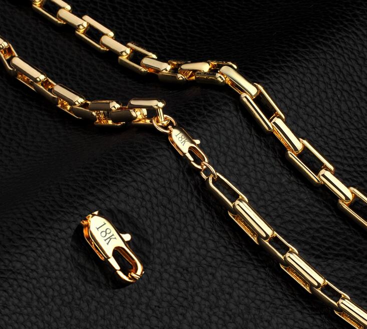 2017 new fashion Domineering Men gold necklace 9mm*20 inches Long box Men's Necklace Mens 18K gold necklace