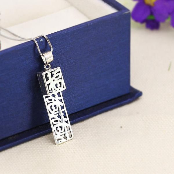 8x20mm Princess Cabochon Semi Mount Retro Pendant 925 Sterling Silver Art Deco Fine Silver Antique Jewelry Setting