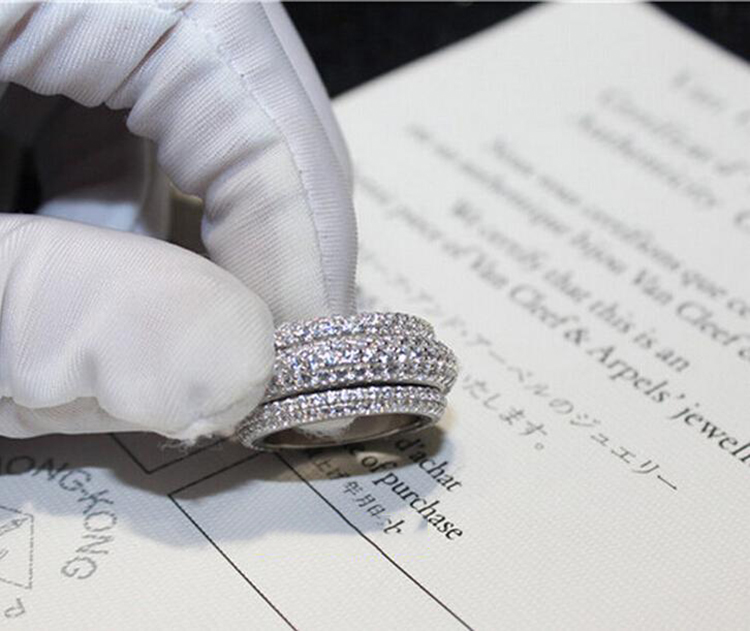 Sier Wedding Sterg Band with 5A Cubic Zirconia and Genuine White Topaz | Size 5-11 4