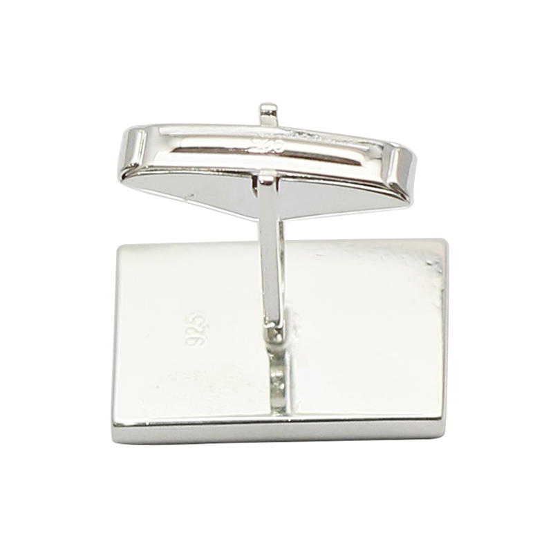 Beadsnice Solid 925 Sterling Silver Cufflink Findings Mens Jewelry Cufflink Blanks with Rectangle Bezel Setting Handmade ID30929