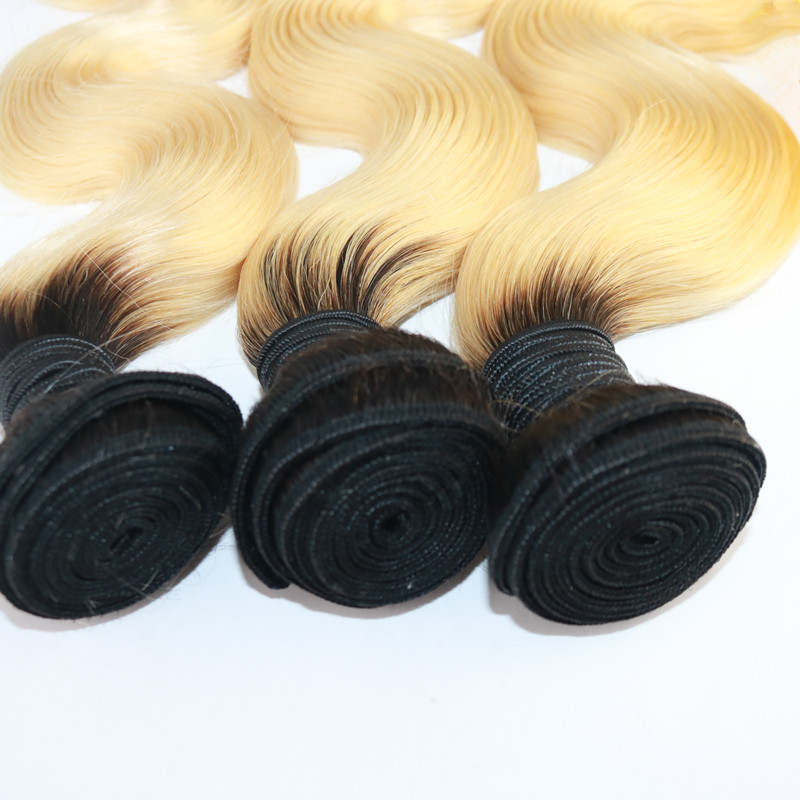 High Quality Ombre Blond Hair Weaves Brazilian Body Wave Human Hair Extensions Remy Hair Bundles 100G/Piece