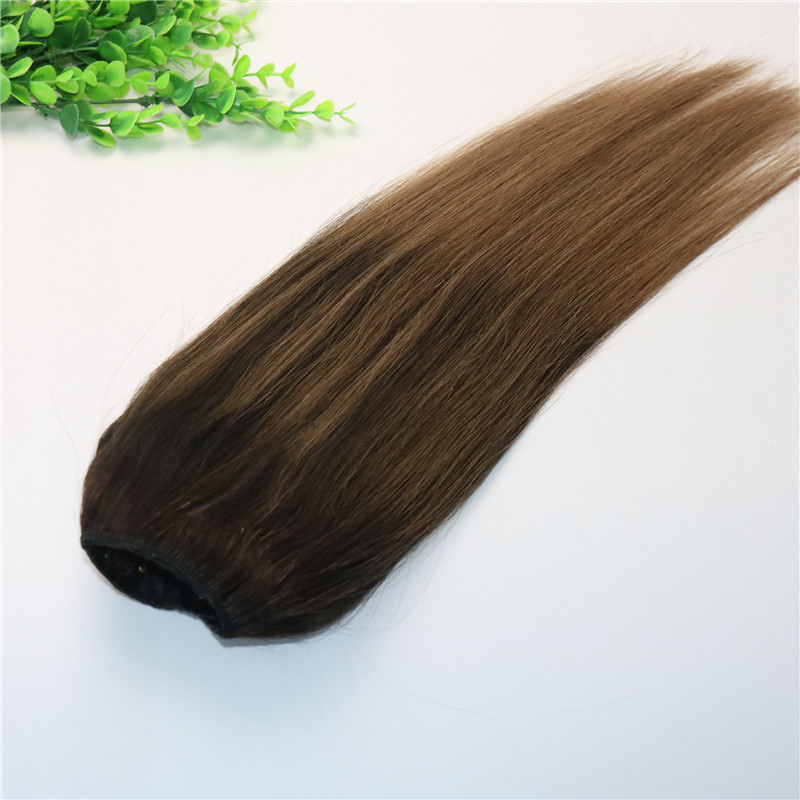 One Piece Clip In Human Hair Extensions 5Clips With Lace Straight Brazilian Virgin Hair Ombre Dark Brown Balayage 2/6