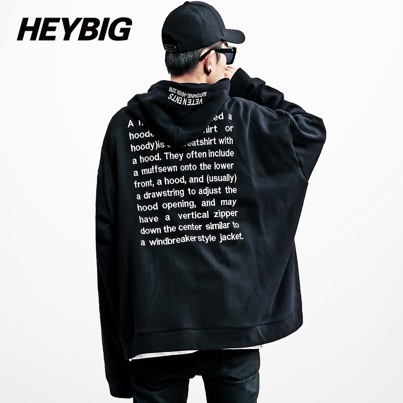 Wholesale- Oversized Extra Long Sleeve Men Sweatshirt Hooded Loose Lazy hoodies HEYBIG hip hop male clothing