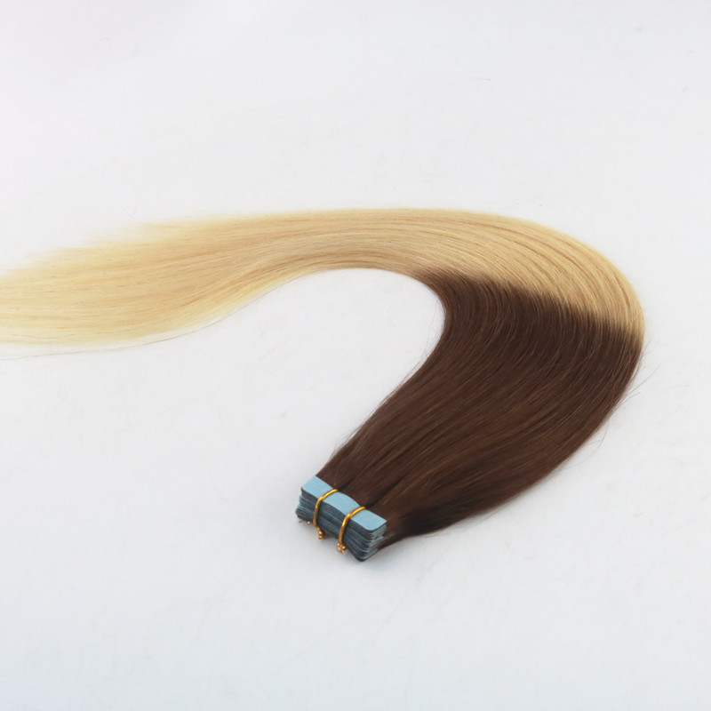 Ombre Color #4#613 Tape in Human Hair Extensions Seamless Virgin Human Hair Skin Weft Slik Straight Tape on Extension 100g Per Piece