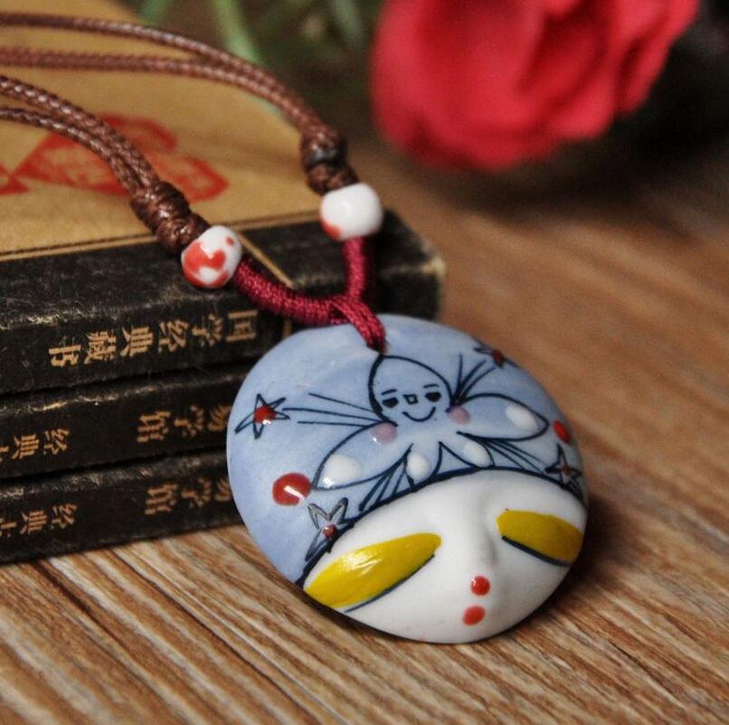 Brand new Ceramic jewelry jewelry baby face necklace pure hand original WFN504 (with chain) mix order 20 pieces a lot