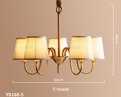 Willlustr copper pendant lamp brass hanging light fabric Chandelier modern suspension lighting american country nordic Europe