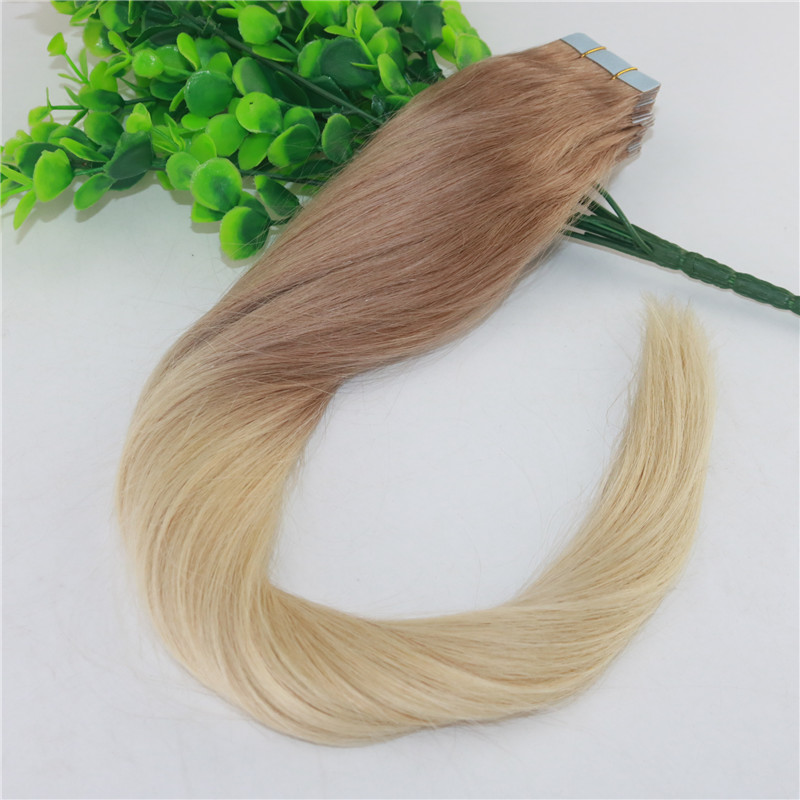Two Tone Tape in Human Hair Extensions #18#613 Ombre Blonde Seamless Brazilian Virgin Human Hair Skin Weft Slik Straight100g 40pcs