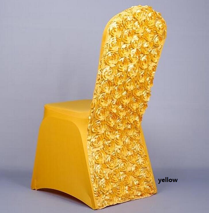 Rosette Spandex Banquet Chair Cover With Satin Rosette Back For Wedding Party Hotel Decoration Rosette Flower Back