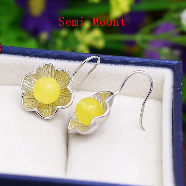 8-12mm Pearl Semi Mount Engagement Wedding Women Earrings 925 Sterling Silver