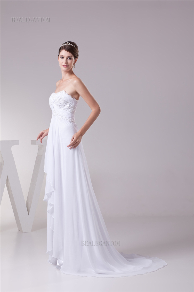 newest elegant real photo sweetheart chiffon wedding dresses aline beaded plus size wedding party bridal gowns bm40