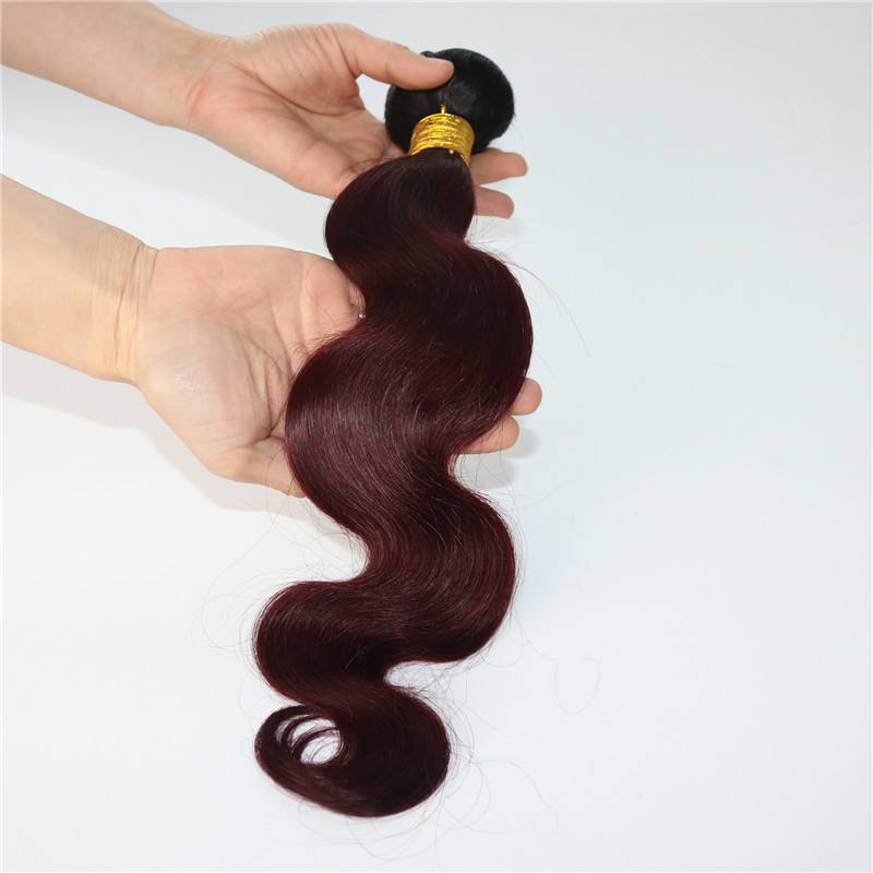 360 Lace Frontal With Bundles Two Tone Dip Dye Burgundy 99J Body Wave Ombre Human Hair Weaves Closure