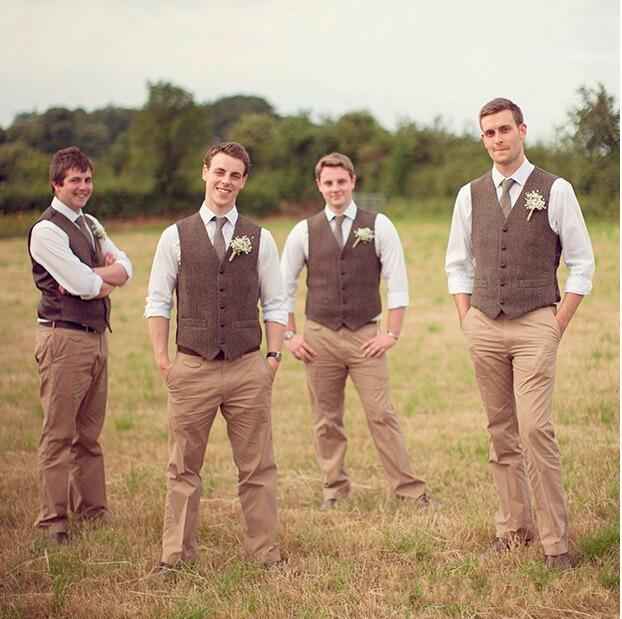New fashion Brown tweed Vests Wool Herringbone British style custom made Mens suit tailor slim fit Blazer wedding suits for men P:2