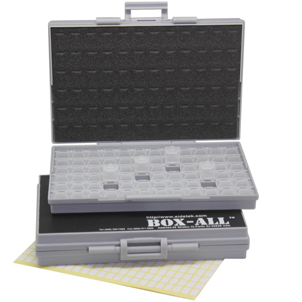 Wholesale- AideTek 2 Empty BOX-ALL-72 Enclosures Boxes 4 SMD SMT Resistor Capacitor Organizer 0603