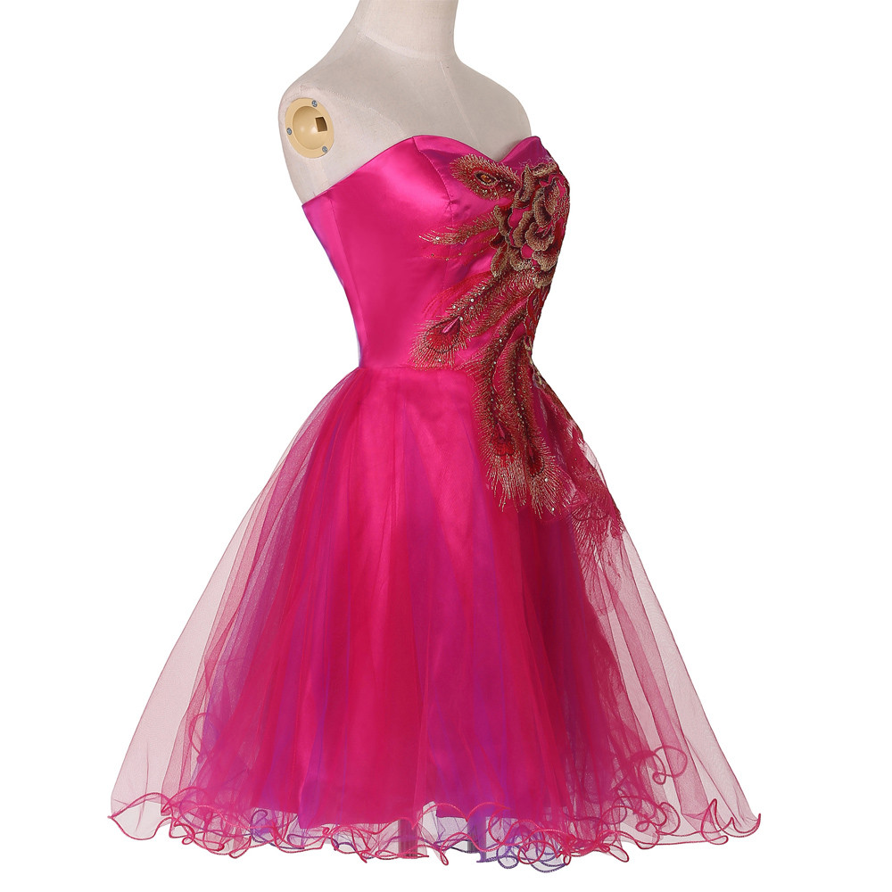 new off the shoulder organza short prom homecoming dress lace appliques graduation gown cocktail party gown qc367