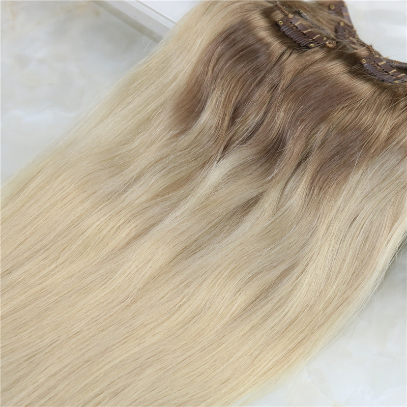 Clip In Human Hair Extensions Brazilian Virgin Hair Ombre Medium Brown 6#To 613# Blonde Extensions 7pcs 120gram