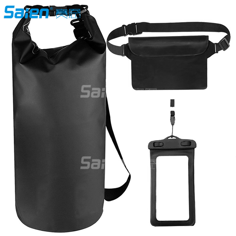 Waterproof Dry Bags Set - Bag With Lock Seals / Detachable Shoulder Strap, Waist Pouch & Phone Case , Can Be Submerged Into Water, Black
Waterproof Dry Bags Set - Bag With Lock Seals / Detachable Shoulder Strap, Waist Pouch & Phone Case , Can Be Submerged Into Water, Black