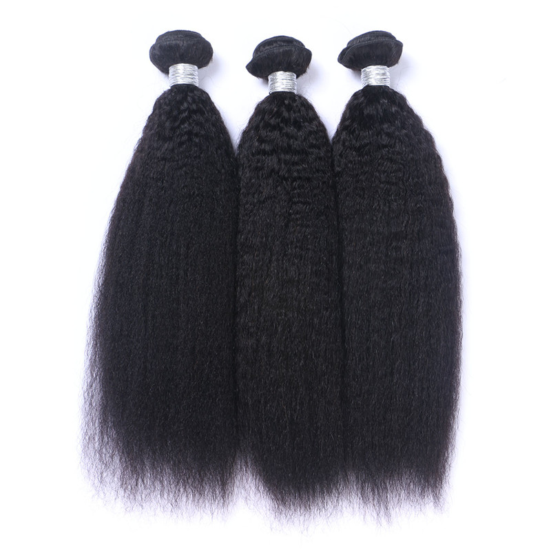 African American Afro Kinky Srtaight Brazilian Human Hair Bundles Hair Weave Double Drown Machine Human Hair Weft For Black Women