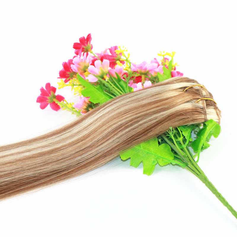 Balayage Ombre Clip In Remy Human Hair Extension Golden Blonde Brazilian hair 8A Hot Hair 100g/piece