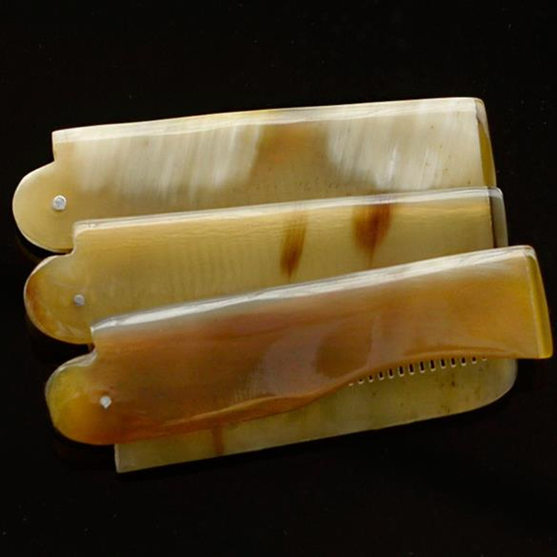 Foldable Horn comb Portable Folding Comb Anti-Static Hairbrush Handmade Natural Ox Horn Combs Styling Tools F2017688
