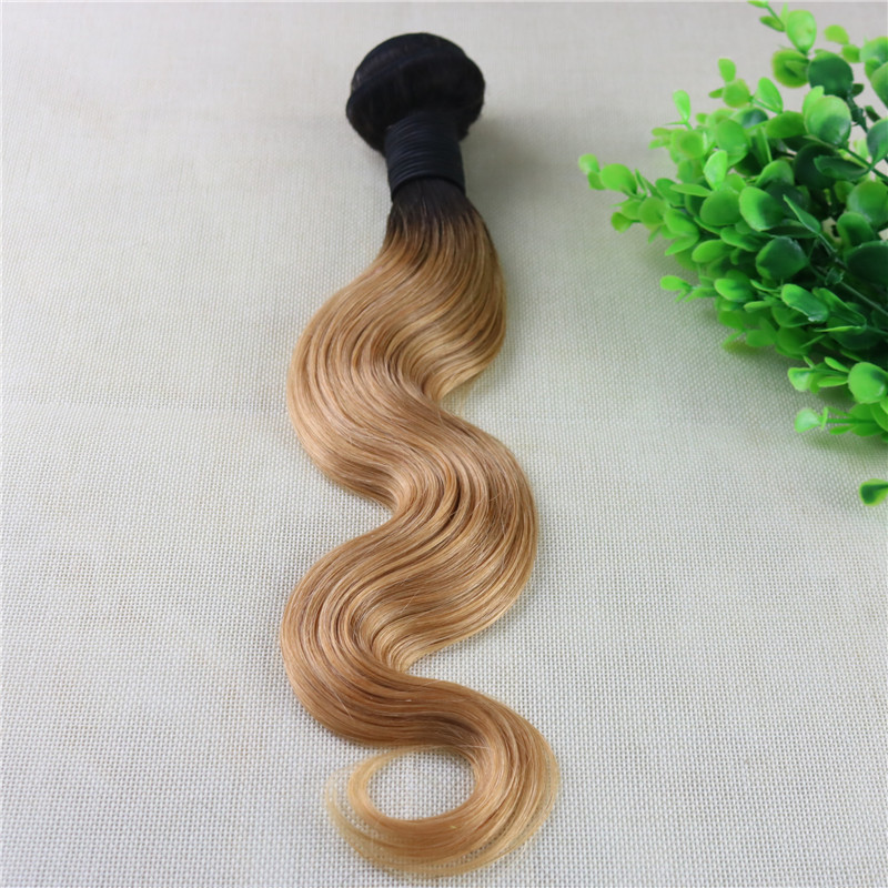 1B 27 Ombre Blonde Brazilian Hair Weaves Body Wave Human Hair Bundles Two Tone Hair Weft 100gram Per Piece