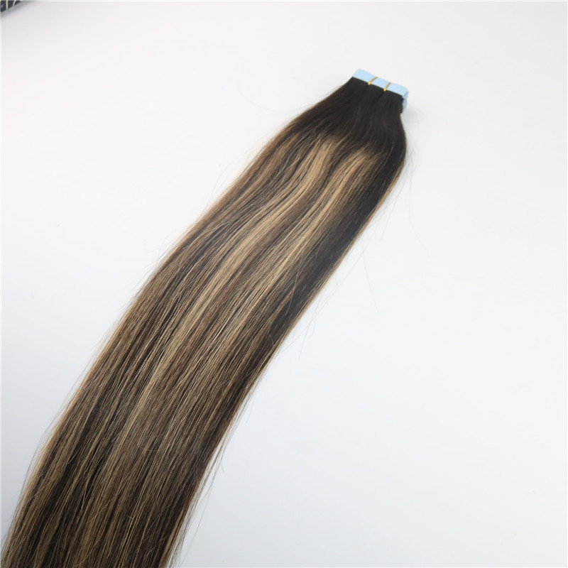 100gram Colored #2#3#27 Blonde Highlight Ombre Hair Balayage Skin Weft Seamless Brazilian Virgin Hair Extensions Tape in Hair Extensions