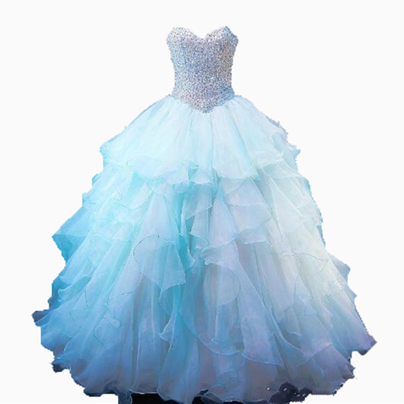 2017 New Sexy Sweetheart Crystal Ball Gown Quinceanera Dresses with Beading Organza Plus Size Sweet 16 Dress Vestido Debutante Gowns BQ73, Blue
2017 New Sexy Sweetheart Crystal Ball Gown Quinceanera Dresses with Beading Organza Plus Size Sweet 16 Dress Vestido Debutante Gowns BQ73, Blue