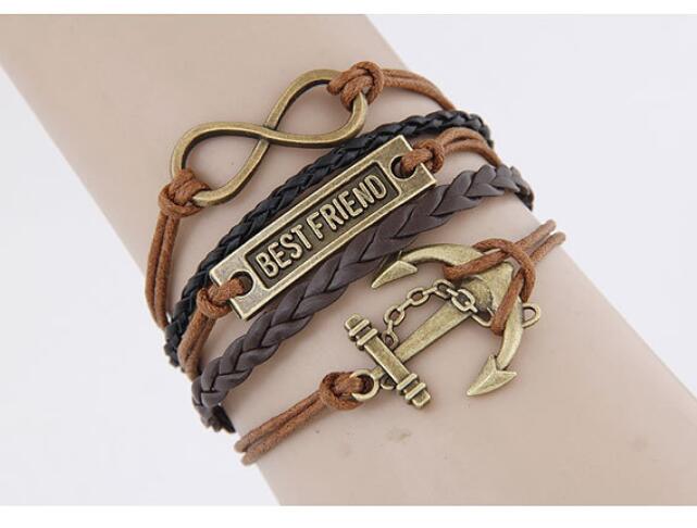 Hot exaggerated punk temperament straps retro fashion anchor infinite best friend braided bracelet hand woven bracelet wholesale free shipp, Golden;silver
Hot exaggerated punk temperament straps retro fashion anchor infinite best friend braided bracelet hand woven bracelet wholesale free shipp, Golden;silver