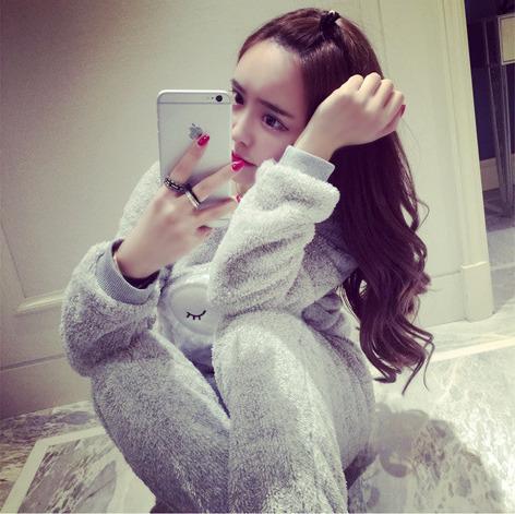 Wholesale- Women Pajama coral fleece pajamas women plus sizes thickening sheep leisure wear suit paragraph warm flannel pijamas mujer