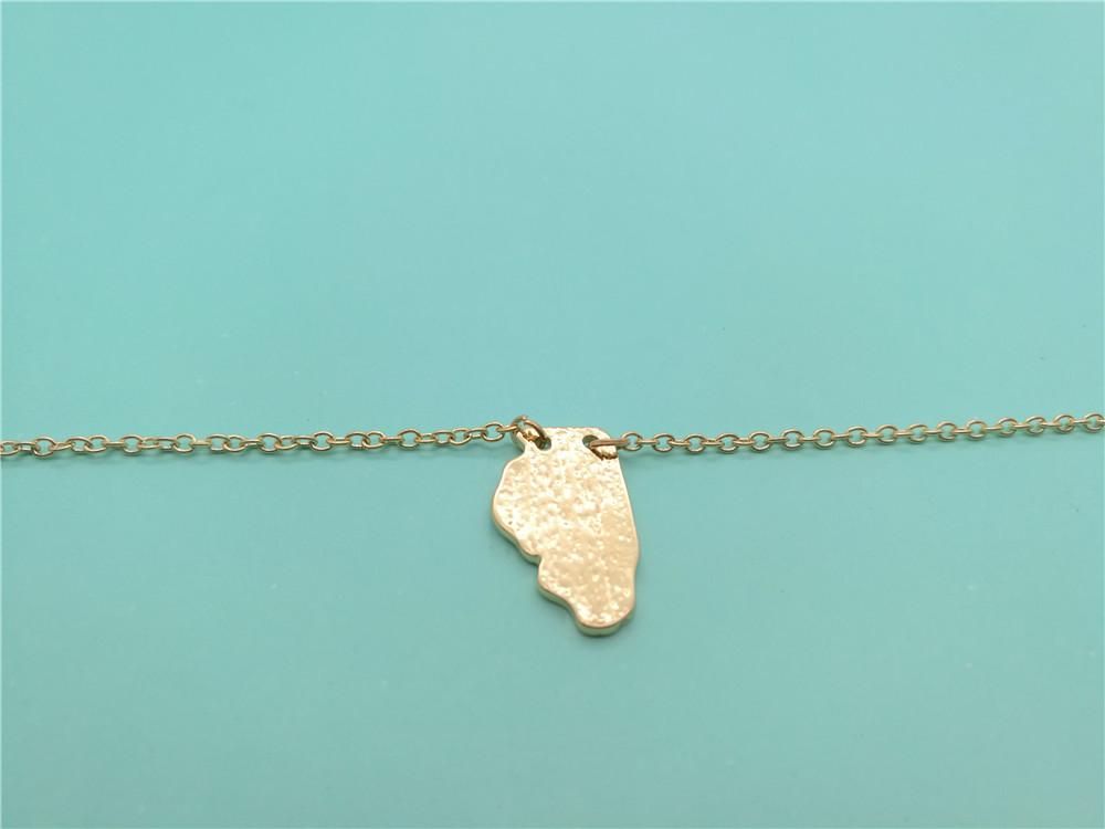 10PCS- B055 Illinois State Map Bracelet Outline IL State Bracelets America USA State Map Chicago Bracelets for Hometown Gifts