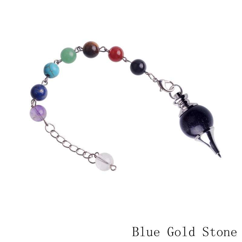 12pc/set 7 Chakra Stone Pendulum Healing Crystal Quartz Pendulum Necklace Spirituality Yoga Jewelery Woman Men gift